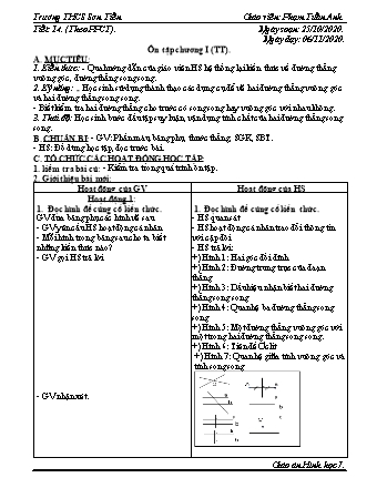 Giáo án Hình học Lớp 7 - Tiết 14: Ôn tập chương I (Tiếp theo) - Năm học 2020-2021 - Phạm Tuấn Anh