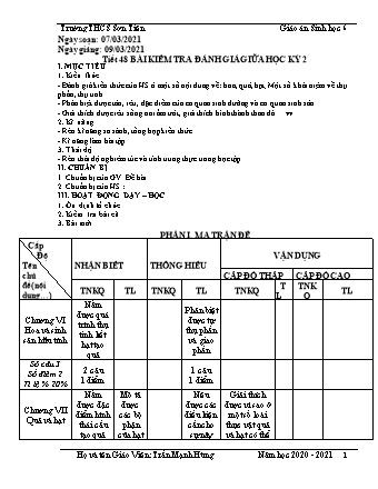 Giáo án Sinh học Lớp 6 - Tiết 49, Bài 40: Hạt trần – Cây thông - Năm học 2020-2021 - Trần Mạnh Hùng