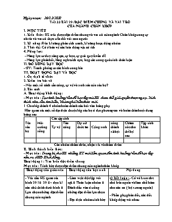 Giáo án Sinh học Lớp 7 - Bài 29+30: Đặc điểm chung và vai trò của ngành chân khớp - Động vật không xương sống - Năm học 2020-2021 - Phan Thanh Toàn
