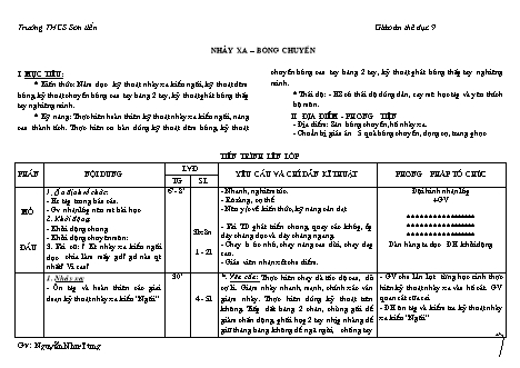 Giáo án Thể dục Lớp 9 - Tiết 51+52 - Năm học 2020-2021 - Nguyễn Như Tùng