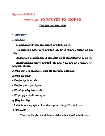 Giáo án Toán Lớp 6 - Tuần 7 - Năm học 2021-2022 - Nguyễn Mạnh Quân
