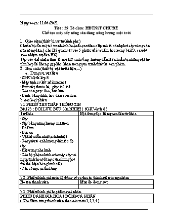 Giáo án Vật lý Lớp 8 - Tiết 29: Chế tạo máy sấy nông sản dùng năng lượng mặt trời - Năm học 2020-2021 - Nguyễn Mạnh Quân