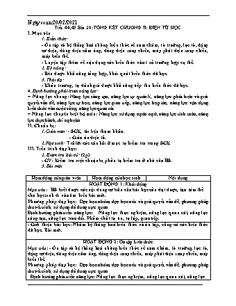 Giáo án Vật lý Lớp 9 - Tiết 44+45, Bài 39: Tổng kết Chương II: Điện từ học - Năm học 2020-2021 - Nguyễn Mạnh Quân