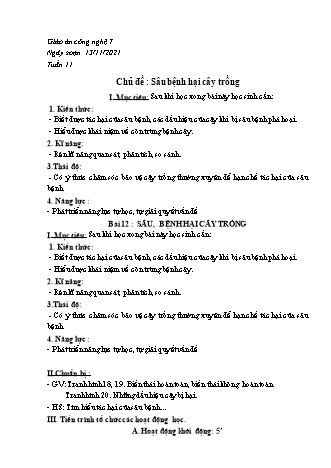 Kế hoạch bài dạy Công nghệ Lớp 7 - Bài 12+13: Sâu, bệnh hại cây trồng - Phòng trừ sâu, bệnh hại - Năm học 2021-2022 - Thái Quý Kế hoạch bài dạy Công nghệ Lớp 7 - Bài 12+13: Sâu, bệnh hại cây trồng - Phòng trừ sâu, bệnh hại - Năm học 2021-2022 - Thái Quý