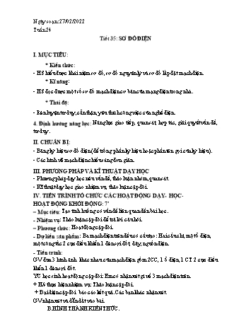 Kế hoạch bài dạy Công nghệ Lớp 8 - Tiết 35: Sơ đồ điện - Năm học 2021-2022 - Thái Quý