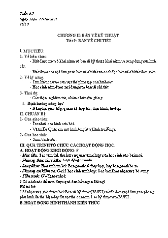 Kế hoạch bài dạy Công nghệ Lớp 8 - Tiết 9: Bản vẽ chi tiết - Năm học 2021-2022 - Thái Quý