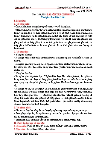Kế hoạch bài dạy Đại số Lớp 6 (Sách Cánh Diều) - Tiết 104+105 - Bài: Ôn tập chương 5 - Năm học 2021-2022 - Trường THCS Sơn Tiến Kế hoạch bài dạy Đại số Lớp 6 (Sách Cánh Diều) - Tiết 104+105 - Bài: Ôn tập chương 5 - Năm học 2021-2022 - Trường THCS Sơn Tiến