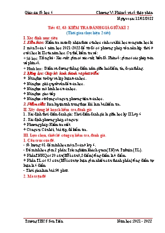 Kế hoạch bài dạy Đại số Lớp 6 (Sách Cánh diều) - Tiết 62 đến 64 - Năm học 2021-2022 - Trường THCS Sơn Tiến Kế hoạch bài dạy Đại số Lớp 6 (Sách Cánh diều) - Tiết 62 đến 64 - Năm học 2021-2022 - Trường THCS Sơn Tiến