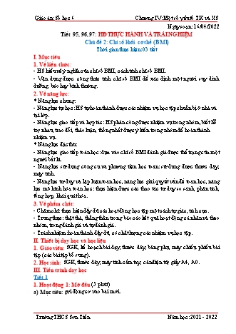 Kế hoạch bài dạy Đại số Lớp 6 (Sách Cánh Diều) - Tiết 95 đến 99 - Hoạt động: Thực hành và trải nghiệm - Năm học 2021-2022 - Trường THCS Sơn Tiến Kế hoạch bài dạy Đại số Lớp 6 (Sách Cánh Diều) - Tiết 95 đến 99 - Hoạt động: Thực hành và trải nghiệm - Năm học 2021-2022 - Trường THCS Sơn Tiến