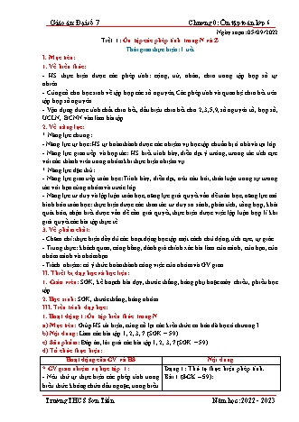 Kế hoạch bài dạy Đại số Lớp 7 (Sách Kết nối tri thức) - Tiết 1 đến 3 - Năm học 2022-2023 - Trường THCS Sơn Tiến