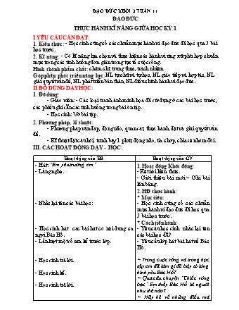 Kế hoạch bài dạy Đạo đức Lớp 3 - Tuần 11+12 - Năm học 2021-2022 - Trường Tiểu học Tân Long Hội A