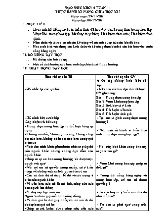 Kế hoạch bài dạy Đạo đức Lớp 4 - Tuần 11 đến 13 - Năm học 2021-2022 - Trường Tiểu học Tân Long Hội A
