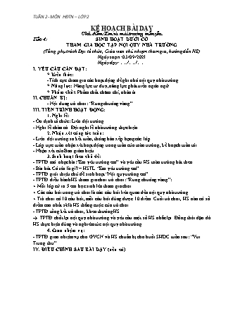 Kế hoạch bài dạy Hoạt động trải nghiệm Lớp 2 (Sách Chân trời sáng tạo) - Tiết 4 đến 6 - Chủ điểm: Em và mái trường mến yêu - Năm học 2021-2022 - Trường Tiểu học Tân Long Hội A