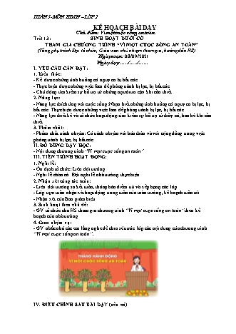 Kế hoạch bài dạy Hoạt động trải nghiệm Lớp 2 (Sách Chân trời sáng tạo) - Tiết 13 đến 15 - Chủ điểm: Vì một cuộc sống an toàn - Năm học 2021-2022 - Trường Tiểu học Tân Long Hội A