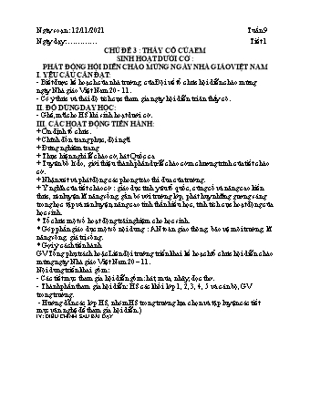 Kế hoạch bài dạy Hoạt động trải nghiệm Lớp 3 - Tuần 9 - Năm học 2021-2022 - Trường Tiểu học Tân Long Hội A