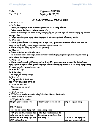 Kế hoạch bài dạy Khoa học tự nhiên Lớp 7 (Sách Cánh diều) - Phân môn Sinh học - Tiết 51+52: Ôn tập Động vật không xương sống - Năm học 2021-2022 - Vương Thị Ngọc Loan Kế hoạch bài dạy Khoa học tự nhiên Lớp 7 (Sách Cánh diều) - Phân môn Sinh học - Tiết 51+52: Ôn tập Động vật không xương sống - Năm học 2021-2022 - Vương Thị Ngọc Loan