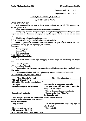 Kế hoạch bài dạy Lớp 3 - Tuần 1 - Năm học 2021-2022 - Trường Tiểu học Tân Long Hội A
