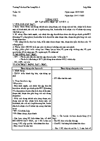 Kế hoạch bài dạy Lớp 4 - Tuần 10 - Năm học 2021-2022 - Trường Tiểu học Tân Long Hội A