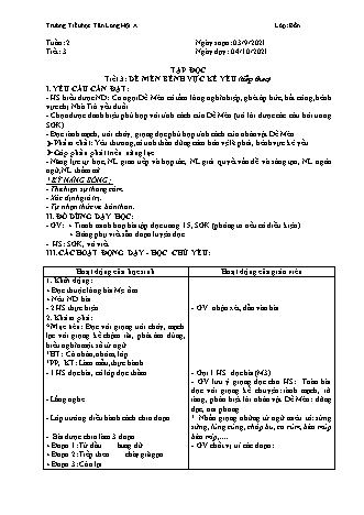Kế hoạch bài dạy Lớp 4 - Tuần 2 - Năm học 2021-2022 - Trường Tiểu học Tân Long Hội A