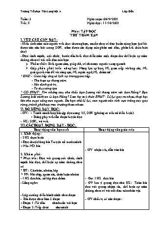 Kế hoạch bài dạy Lớp 4 - Tuần 3 - Năm học 2021-2022 - Trường Tiểu học Tân Long Hội A