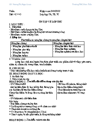 Kế hoạch bài dạy Sinh học Lớp 7 - Tiết 62+63: Ôn tập về lớp thú - Năm học 2021-2022 - Vương Thị Ngọc Loan