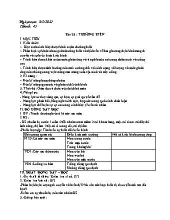 Kế hoạch bài dạy Sinh học Lớp 9 - Bài 25+28: Thường biến - Phương pháp nghiên cứu di truyền người - Năm học 2021-2022 - Phan Thanh Toàn