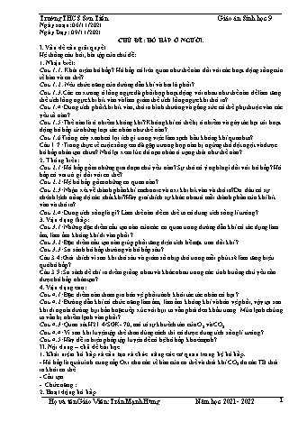 Kế hoạch bài dạy Sinh học Lớp 9 - Chủ đề: Hô hấp ở người - Năm học 2021-2022 - Trần Mạnh Hùng Kế hoạch bài dạy Sinh học Lớp 9 - Chủ đề: Hô hấp ở người - Năm học 2021-2022 - Trần Mạnh Hùng