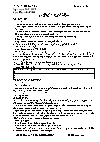 Kế hoạch bài dạy Sinh học Lớp 9 - Tiết 19, Bài 21: Đột biến gen - Năm học 2021-2022 - Trần Mạnh Hùng Kế hoạch bài dạy Sinh học Lớp 9 - Tiết 19, Bài 21: Đột biến gen - Năm học 2021-2022 - Trần Mạnh Hùng
