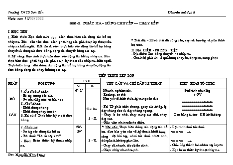 Kế hoạch bài dạy Thể dục Lớp 8 - Tiết 42+43 - Năm học 2021-2022 - Nguyễn Như Tùng