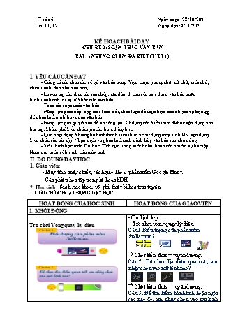 Kế hoạch bài dạy Tin học Lớp 4 - Tiết 11+12, Bài 1: Những gì em đã biết (Tiết 1) - Năm học 2021-2022 - Trường Tiểu học Tân Long Hội A