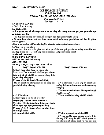 Kế hoạch bài dạy Tự nhiên và Xã hội Lớp 2 (Sách Chân trời sáng tạo) - Chủ đề: Gia đình - Bài 3: Phòng tránh ngộ độc khi ở nhà (Tiết 1+2) - Năm học 2021-2022 - Trường Tiểu học Tân Long Hội A