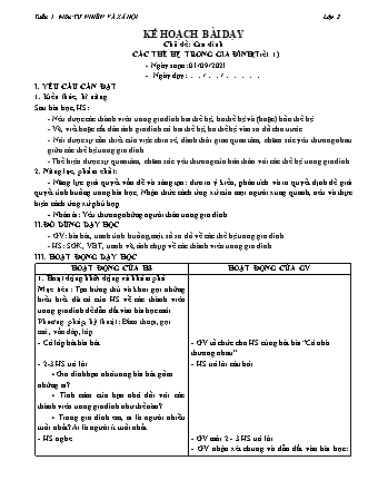 Kế hoạch bài dạy Tự nhiên và Xã hội Lớp 2 (Sách Chân trời sáng tạo) - Chủ đề: Gia đình - Bài: Các thế hệ trong gia đình (Tiết 1+2) - Năm học 2021-2022 - Trường Tiểu học Tân Long Hội A