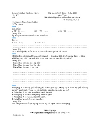 Phiếu bài tập ôn luyện Lớp 4 - Tuần 13 - Năm học 2021-2022 - Trường Tiểu học Tân Long Hội A