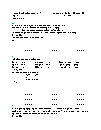 Phiếu bài tập ôn luyện Lớp 4 - Tuần 5 - Năm học 2021-2022 - Trường Tiểu học Tân Long Hội A