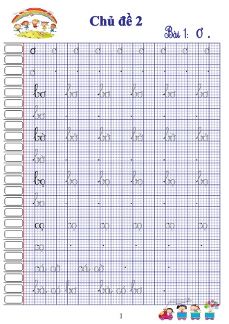 Phiếu tập viết số 2 môn Tiếng Việt Lớp 1 - Chủ đề 2 - Bài 1 đến 5 - Trường Tiểu học Tân Long A