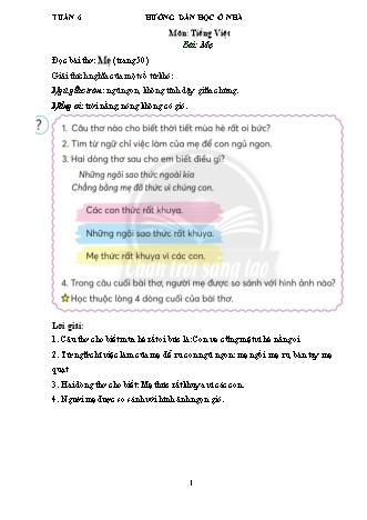 Tài liệu hướng dẫn học ở nhà cho học sinh Lớp 2 (Sách Chân trời sáng tạo) - Tuần 6 - Năm học 2021-2022 - Trường Tiểu học Thị Trấn Cái Nhum