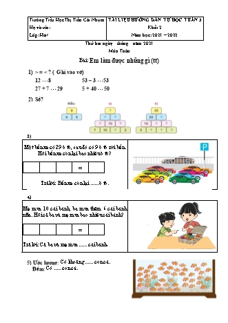 Tài liệu hướng dẫn học ở nhà cho học sinh Lớp 2 (Sách Chân trời sáng tạo) - Tuần 3 - Năm học 2021-2022 - Trường Tiểu học Thị Trấn Cái Nhum