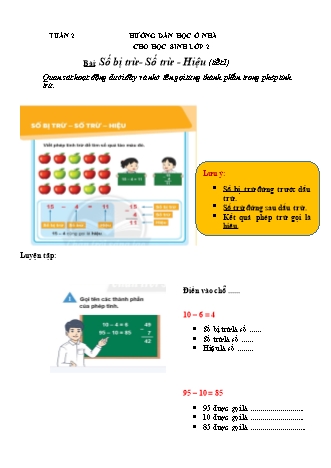 Tài liệu hướng dẫn học ở nhà cho học sinh Lớp 2 (Sách Chân trời sáng tạo) - Tuần 2 - Năm học 2021-2022 - Trường Tiểu học Thị Trấn Cái Nhum