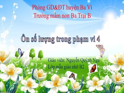 Bài giảng Mầm non Lớp Chồi - Đề tài: Ôn số lượng trong phạm vi 4 - Nguyễn Quỳnh Nga