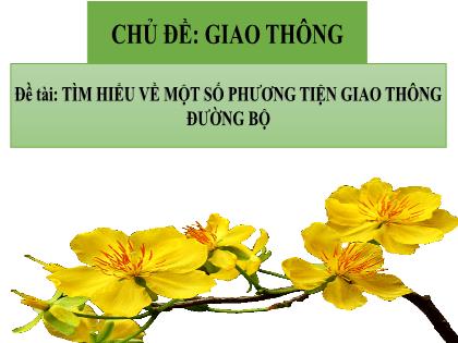Bài giảng Mầm non Lớp Lá - Chủ đề: Giao thông - Đề tài: Tìm hiểu về một số phương tiện giao thông đường bộ - Trường Mầm non Ba Trại B