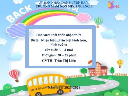 Bài giảng Mầm non Lớp Mầm - Đề tài: Nhận biết, phân biệt hình tròn, hình vuông - Trần Thị Liên