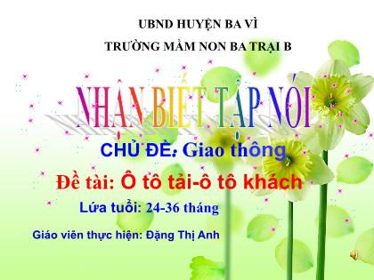 Bài giảng Mầm non Lớp Nhà trẻ - Chủ đề: Giao thông - Đề tài: Ô tô tải-ô tô khách - Đặng Thị Anh
