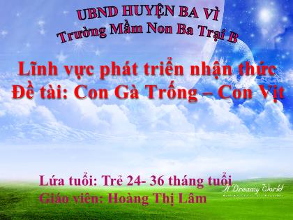 Bài giảng Mầm non Lớp Nhà trẻ - Đề tài: Con Gà Trống-Con Vịt - Hoàng Thị Lâm