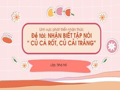 Bài giảng Mầm non Lớp Nhà trẻ - Đề tài: Nhận biết tập nói “Củ cà rốt, củ cải trắng” - Trường Mầm non Ba Trại B