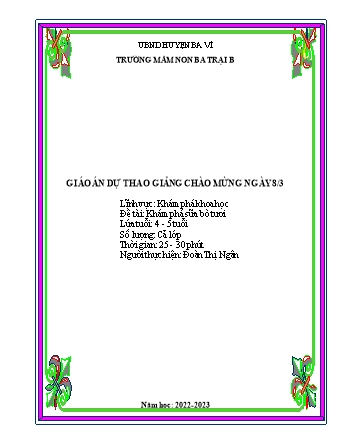 Giáo án Mầm non Lớp Chồi - Đề tài: Khám phá sữa bò tươi - Năm học 2022-2023 - Đoàn Thị Ngân
