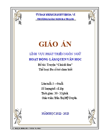 Giáo án Mầm non Lớp Lá - Đề tài: Truyện “Chú dê đen” - Năm học 2022-2023 - Trần Thị Mỹ Duyên