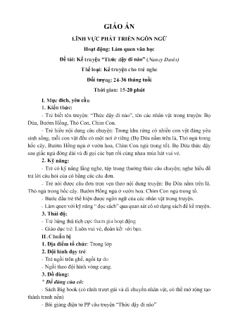 Giáo án Mầm non Lớp Nhà trẻ - Đề tài: Kể truyện “Thức dậy đi nào” (Nancy Davis) -Trường Mầm non Ba Vì