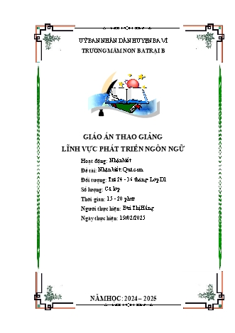 Giáo án Mầm non Lớp Nhà trẻ - Đề tài: Nhận biết: Quả cam - Năm học 2024-2025 - Bùi Thị Hằng