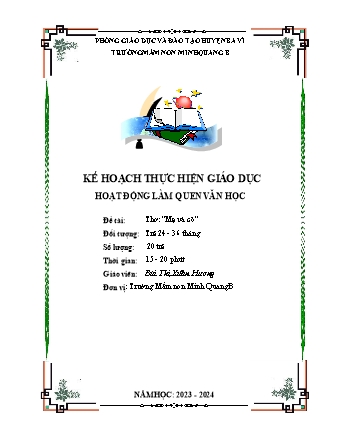 Giáo án Mầm non Lớp Nhà trẻ - Đề tài: Thơ “Mẹ và cô” - Năm học 2023-2024 - Bùi Thị Xuân Hương