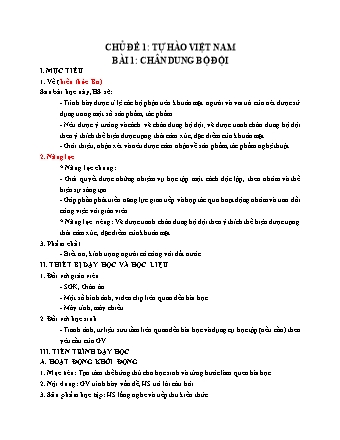 Giáo án Mĩ thuật 7 (Cánh diều) - Chủ đề 1: Tự hào Việt Nam - Tuần 1, Bài 1: Chân dung bộ đội - Năm học 2022-2023 - Hồ Sỹ Quế